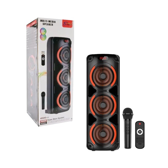 Coluna Sem Fio Portátil Sing-e ZQS8305 com Microfone e Controle Remoto Preto